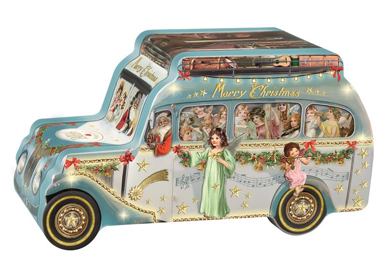X-MAS METAL BOX ANGEL BUS / 12pcs 129g CHOCOLATE / HEIDEL – REEDÉLIE