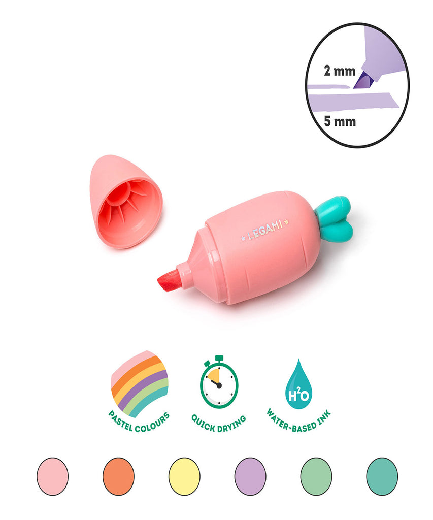 CARATE TEANM 6 MINI CARROTS HIGHLIGHTERS LEGAMI