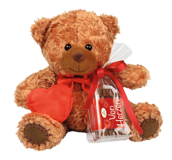 VALENTINE TEDDY BEAR BROWN / 2pcs 20g CHOCOLATE / HEIDEL