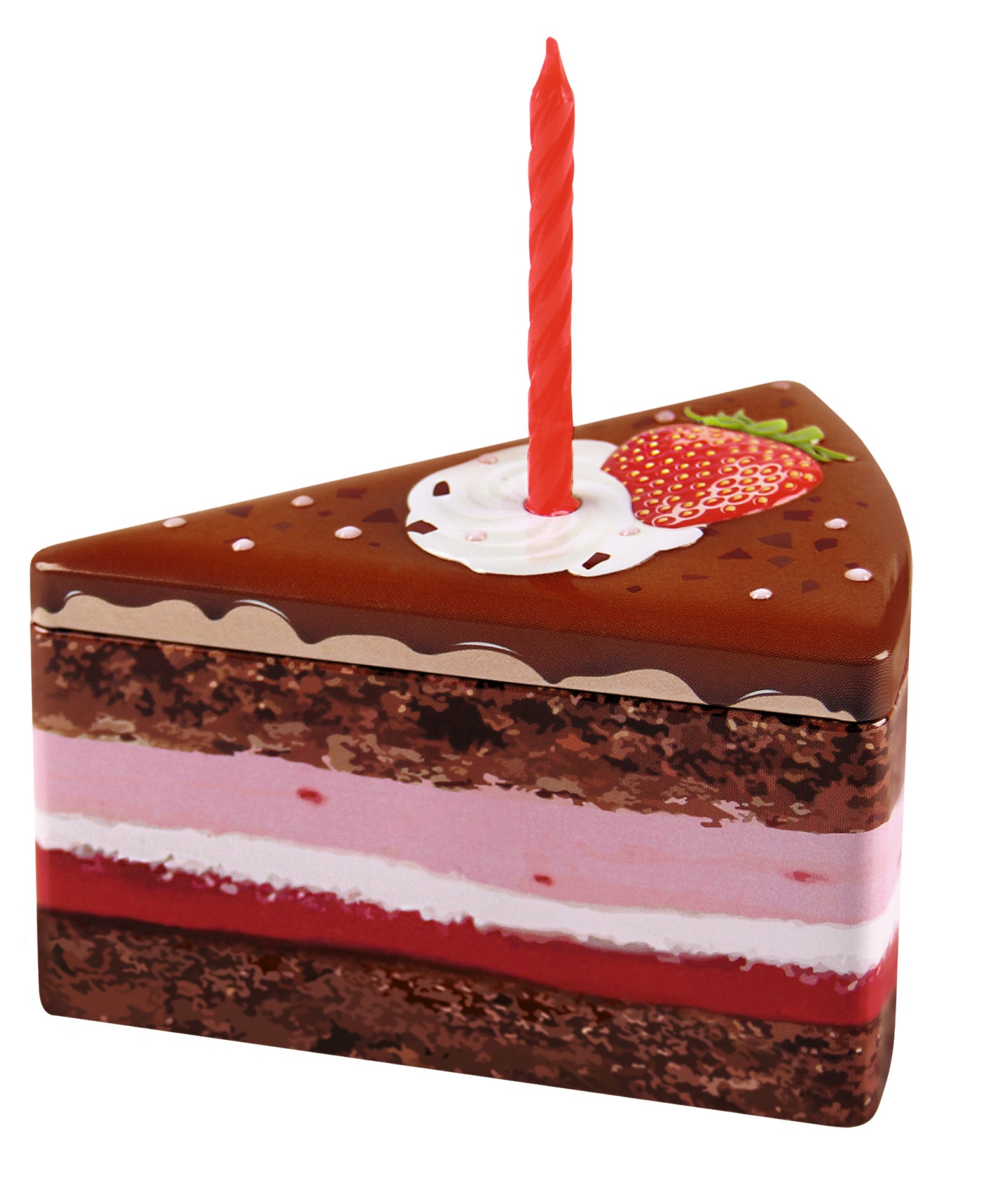 HAPPY BIRTHDAY STRAWBERRYCAKE WITH CANDLE METAL BOX / 6pcs 64g CHOCOLATE / HEIDEL