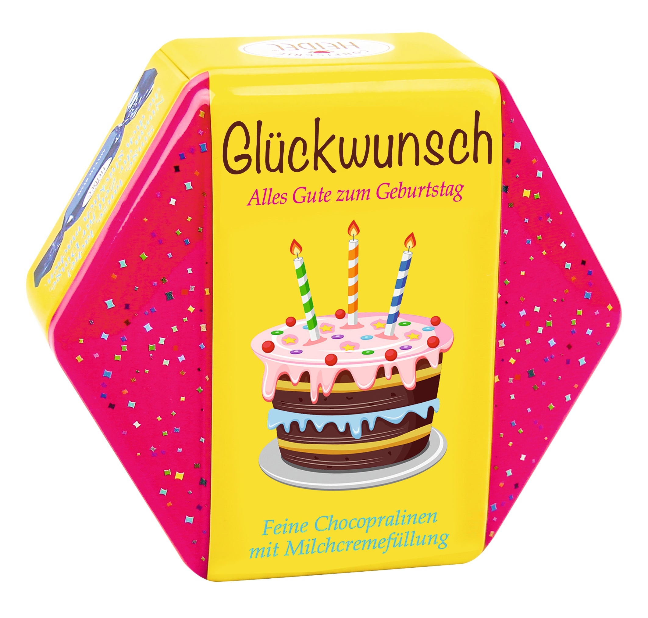 GLUCKWUNSCH HAPPY BIRTHDAY METAL BOX / 9pcs 97g CHOCOLATE / HEIDEL