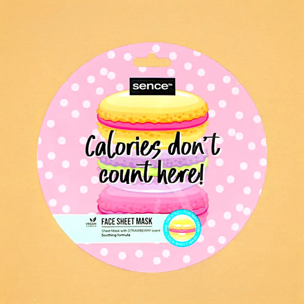 MACARON FACE SHEET MASK STRAWBERRY SCENT SOOTHING FORMULA / SENCE TM
