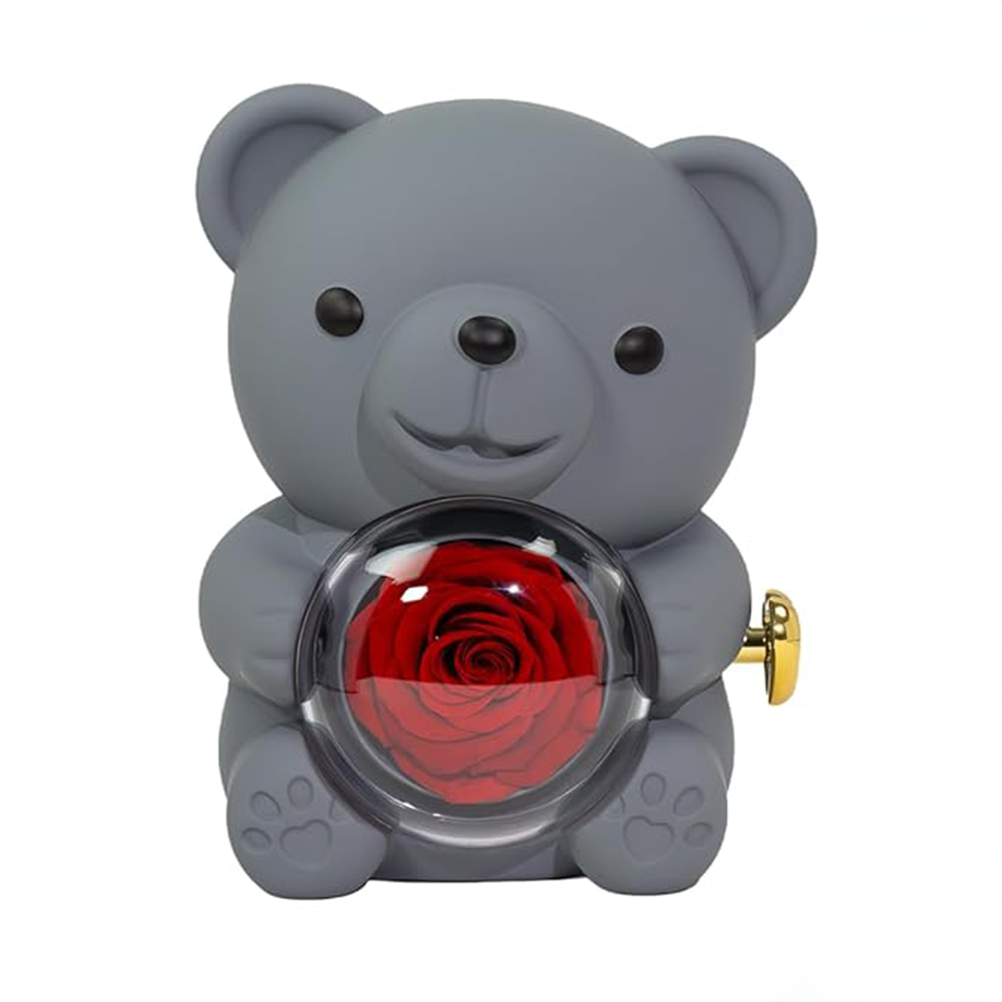 TEDDY BEAR ROSE GIFT BOX GRAY / VALENTINE
