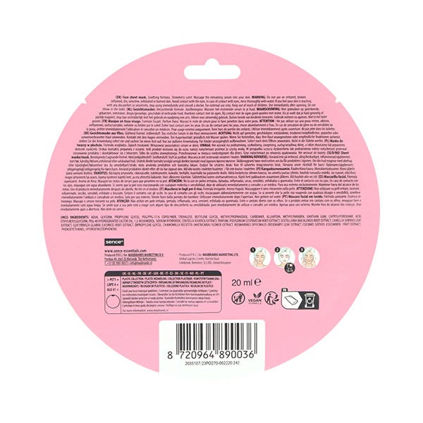 MACARON FACE SHEET MASK STRAWBERRY SCENT SOOTHING FORMULA / SENCE TM