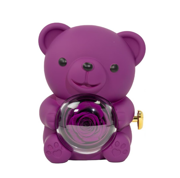 TEDDY BEAR ROSE GIFT BOX PURPLE / VALENTINE