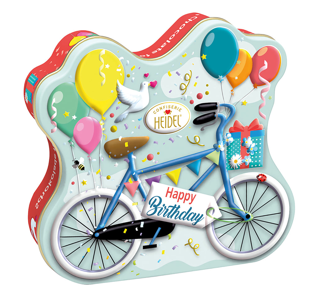 BICYCLE HAPPY BIRTHDAY METAL BOX / 7pcs 75g CHOCOLATE / HEIDEL