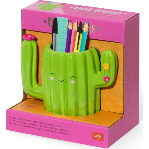 CACTUS DESK FRIENDS CERAMIC PEN HOLDER LEGAMI
