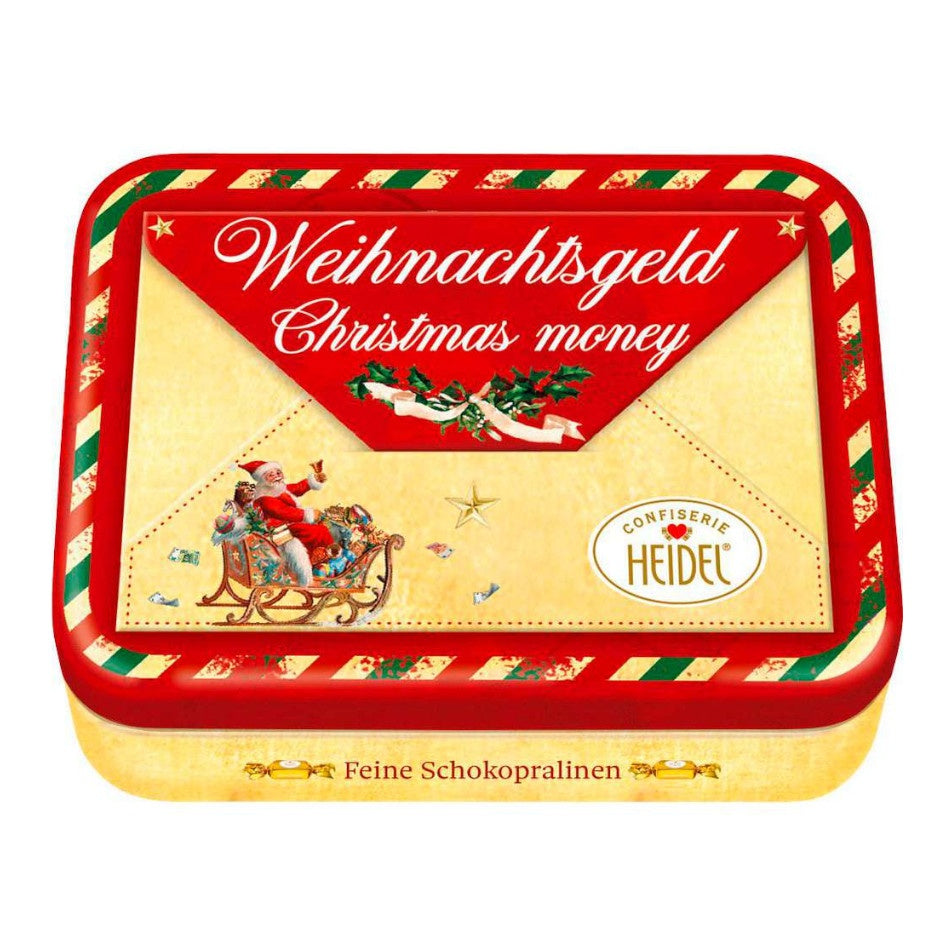 X-MAS METAL SANTA MESSAGE RED / 3pcs 32g CHOCOLATE / HEIDEL