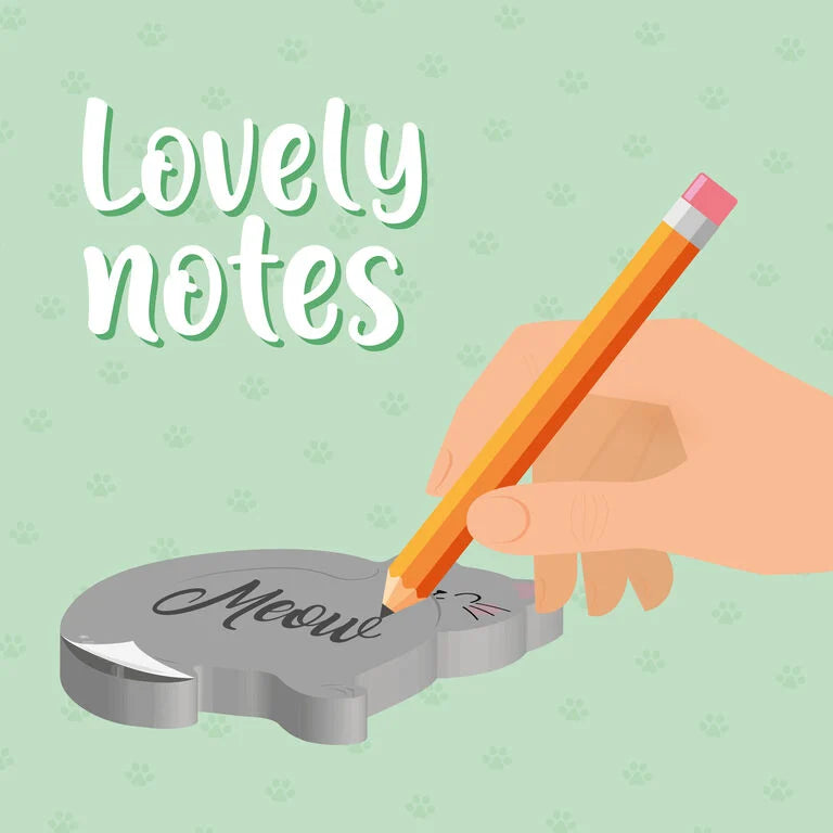 LOVELY NOTES GRAY CAT ADHESIVE NOTEPAD LEGAMI