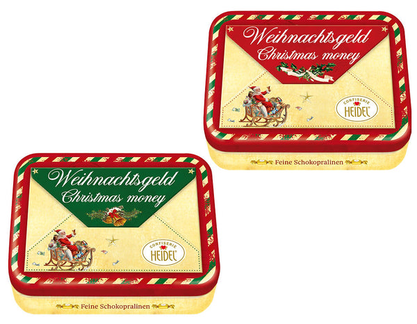 X-MAS METAL SANTA MESSAGE GREEN / 3pcs 32g CHOCOLATE / HEIDEL