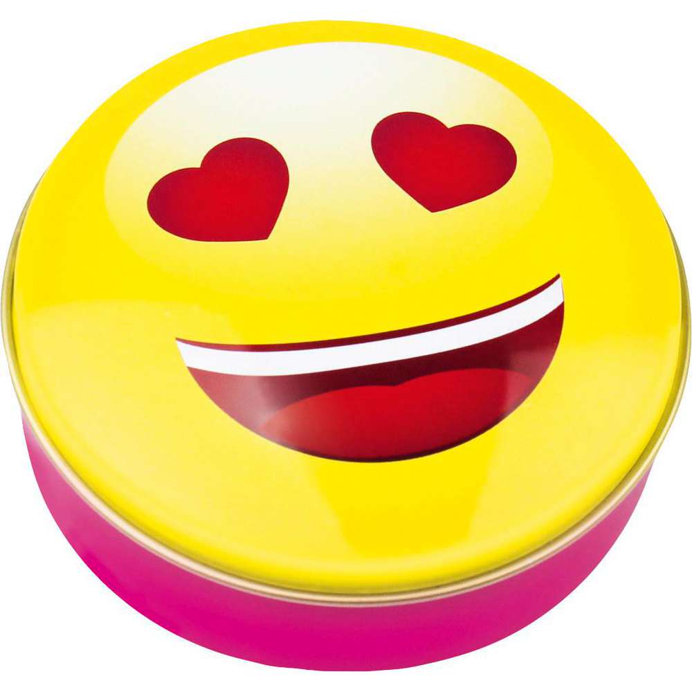 SMILEY FACE RED HEART EYES METAL BOX / 3pcs 32g CHOCOLATE / HEIDEL
