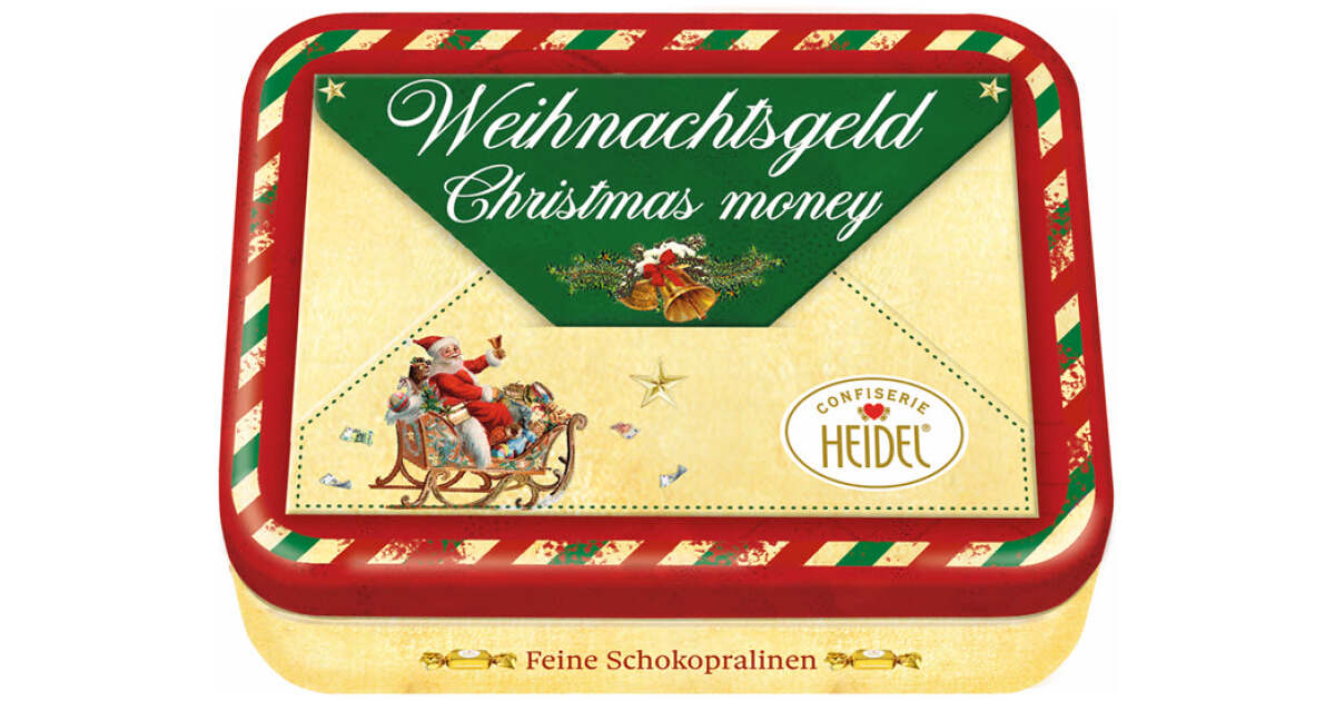 X-MAS METAL SANTA MESSAGE GREEN / 3pcs 32g CHOCOLATE / HEIDEL