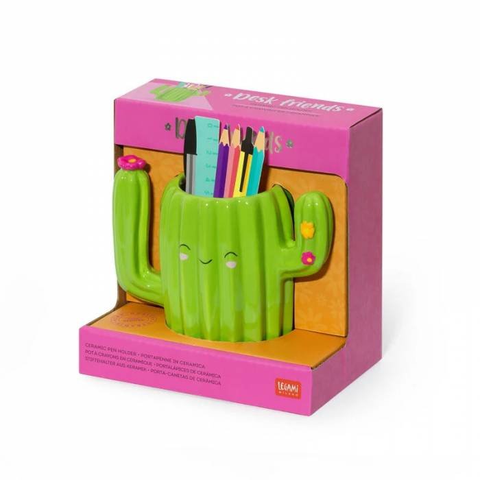 CACTUS DESK FRIENDS CERAMIC PEN HOLDER LEGAMI