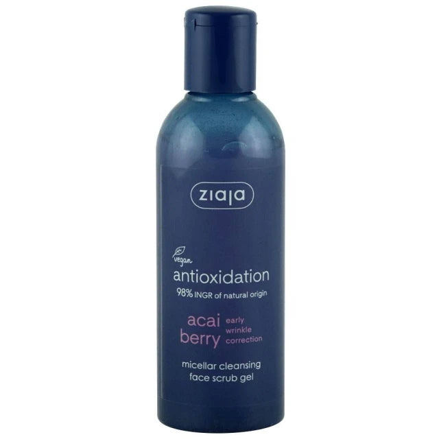 ACAI BERRY MICELLAR CLEANSING FACE SCRUB GEL ANTIOXIDATION VEGAN / 200ML / ZIAJA
