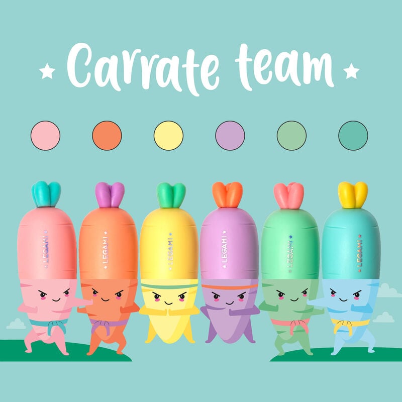 CARATE TEANM 6 MINI CARROTS HIGHLIGHTERS LEGAMI